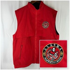 VTG Alaska Princess Cruises Vest Embroidered Softshell Fleece Lined Vented Large